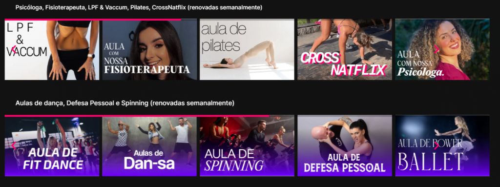 Natflix Fitness Natasha Villaschi Plataforma fitness