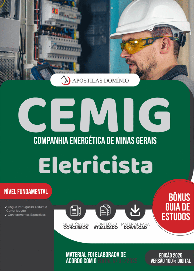 📘 Apostila CEMIG 2025 – Eletricista | Apostilas Domínio 1 apostila cemig 2025 eletricista