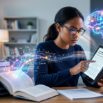 Pessoa concentrada lendo rapidamente um livro, com elementos visuais de um cérebro ativo e velocidade, simbolizando o método Metaleitura de leitura dinâmica e memorização de Renato Alves.