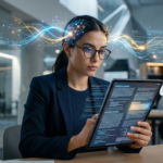 Pessoa lendo rapidamente com concentração intensa, com elementos gráficos de luz e rede neural saindo de sua cabeça, simbolizando a neuroaceleração e a memorização do Método Metaleitura de Renato Alves.