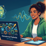 Jovem brasileiro aprendendo inglês com o curso online Fórmula da Fluência de Caio R, usando laptop e fones de ouvido.