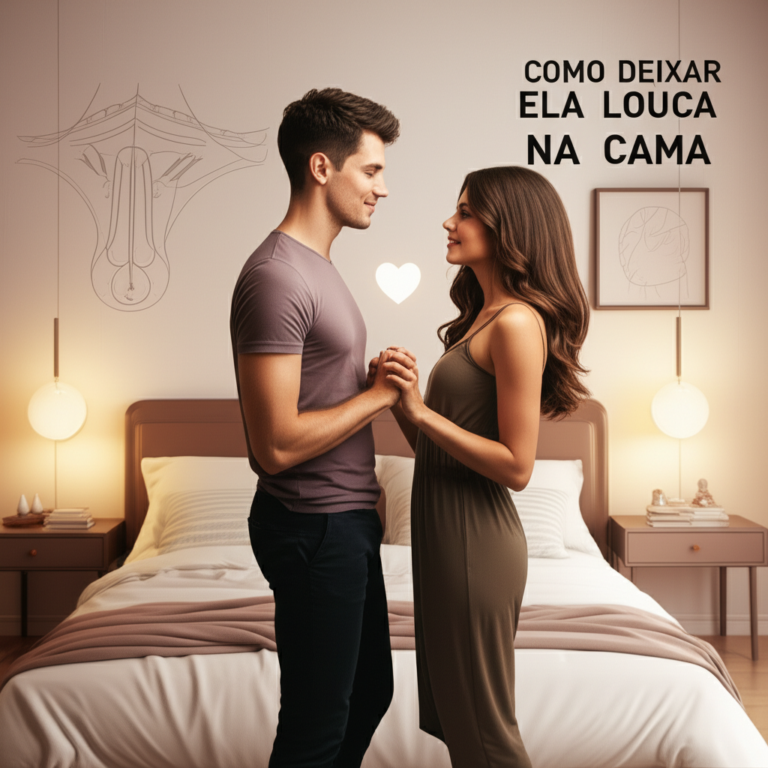 Ilustração elegante de um casal confiante em ambiente íntimo, simbolizando o curso de sexualidade e prazer feminino da Julia Santos.