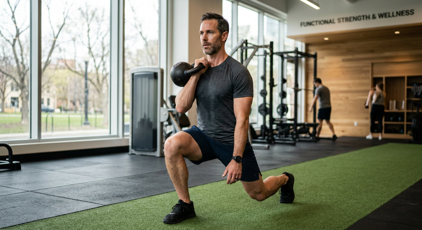 Homem de 40 anos, energético e focado, simbolizando a saúde masculina e otimização hormonal do Clube da Testo.