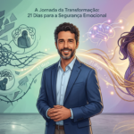Psicólogo Mateus José apresentando o Desafio 21 Dias de Reprogramação de Apego, com símbolos de transformação de padrões emocionais e conexão segura.