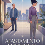 Ilustração conceitual do ebook Afastamento Emocional, mostrando uma mulher e um homem com distância estratégica, simbolizando a busca por um pedido de namoro através de técnicas comportamentais.