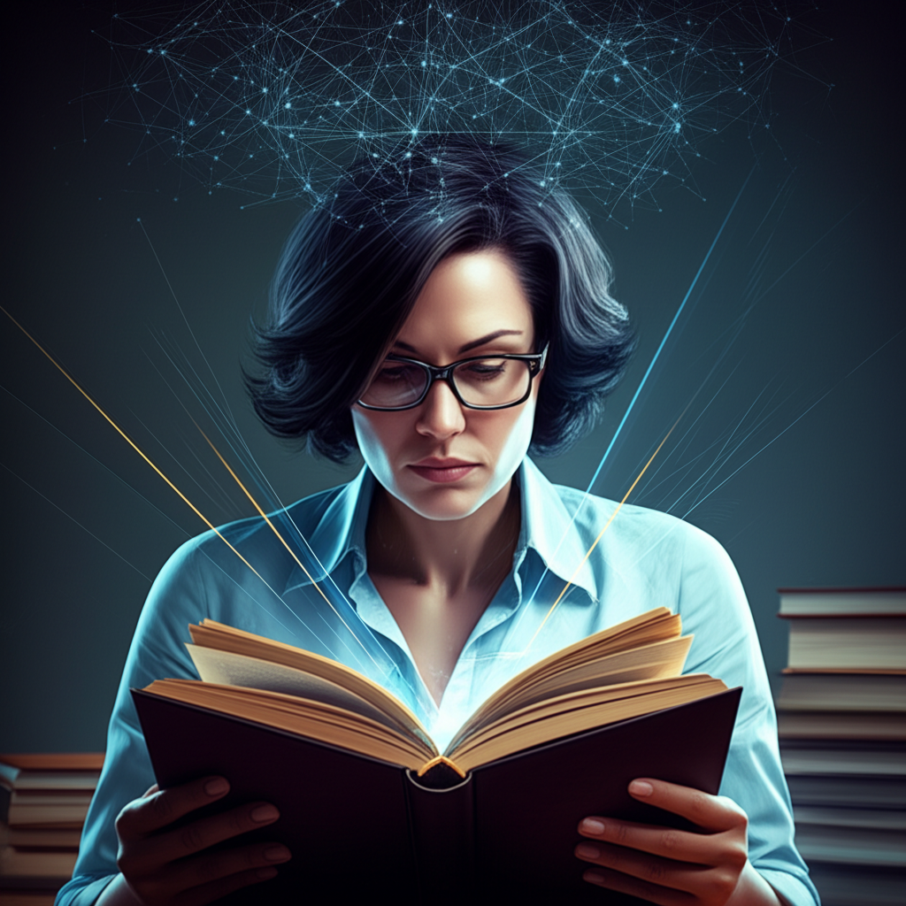 Pessoa focada lendo um livro com velocidade e alta compreensão, simbolizando o Curso Leitura Dinâmica Metaleitura (LDE) de Renato Alves.