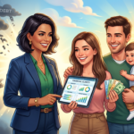 Nádia C. B. Vieira Pace mentorando sobre finanças, com pessoa sorridente e dinheiro organizado, simbolizando superação de dívidas e prosperidade.