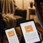 Ilustração de mulheres cristãs reunidas, lendo o eBook 'Saradas para Sarar' em dispositivos digitais, com símbolos cristãos ao fundo, transmitindo cura e empoderamento.