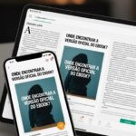 Mesa de trabalho com telas mostrando gráficos e tabelas técnicas, rodeada por manuais e instrumentos de medição.