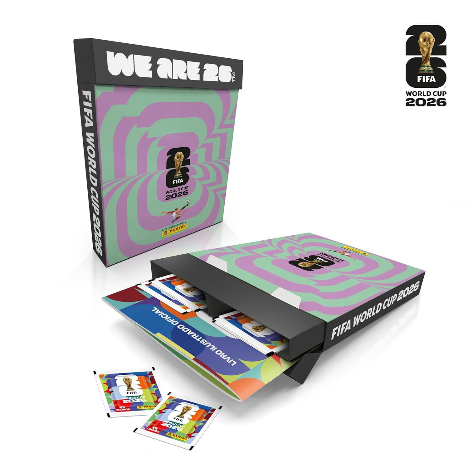 Capa do produto Copa do Mundo da FIFA 2026™ Box Fliptop C/ 1 Álbum Brochura + 30 Envelopes de Figurinhas FIFA WORLD CUP 2026™