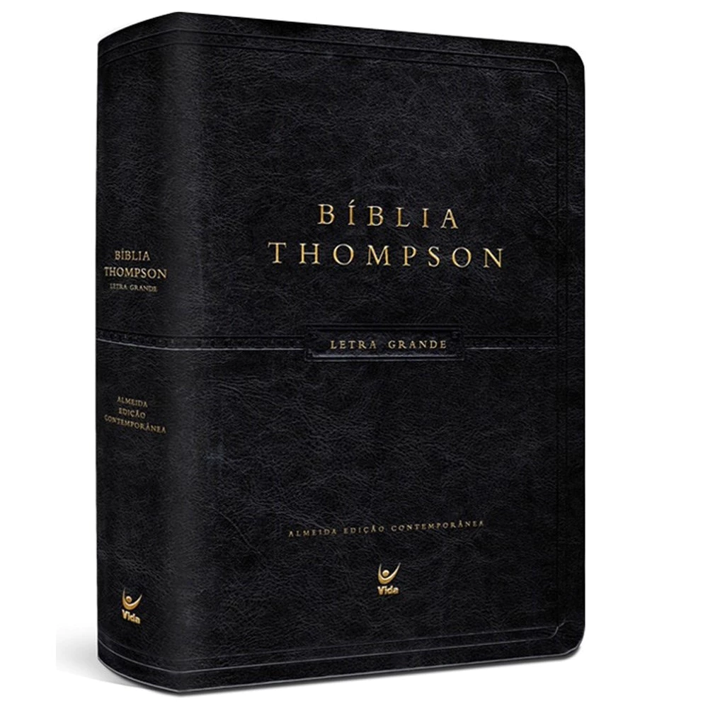 Bíblia de Estudo Thompson AEC Letra Grande capa preta luxo foto produto