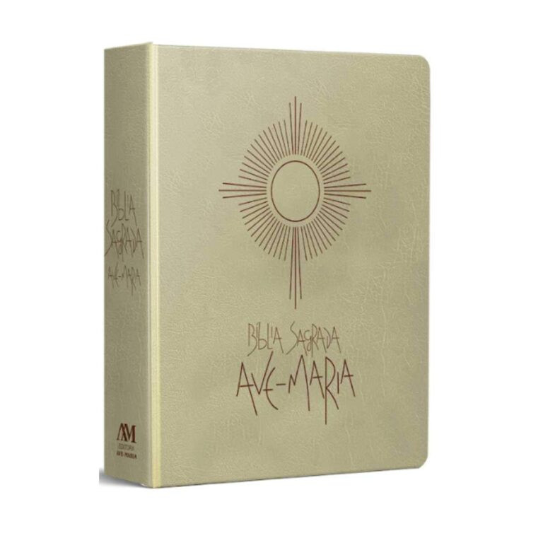 Bíblia Ave Maria Capa Eucaristia – Ideal para Primeira Comunhão 17 Capa em couro sintético da Bíblia Ave Maria edição especial Eucaristia, ideal para catequizandos e primeira comunhão
