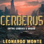 Capa do livro Cerberus – Entre Cobras e Ursos de Leonardo Monte, fantasia sombria com Cerberus, cobras e ursos em academia de caçadores