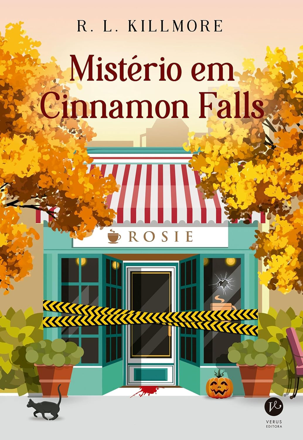 Capa do livro Mistério em Cinnamon Falls de R. L. Killmore – romance de suspense ambientado no Festival de Outono de Cinnamon Falls