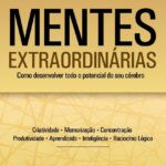 Capa do livro Mentes Extraordinárias Pocket edição compacta – cérebro estilizado e símbolos de criatividade