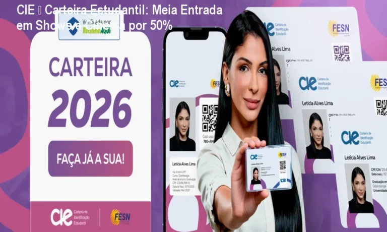 Carteira estudantil CIE mostrando QR Code para meia entrada em shows e cinema