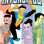 Capa do HQ Invencível Vol. 01 mostrando Mark Grayson em traje azul e amarelo, arte de Cory Walker