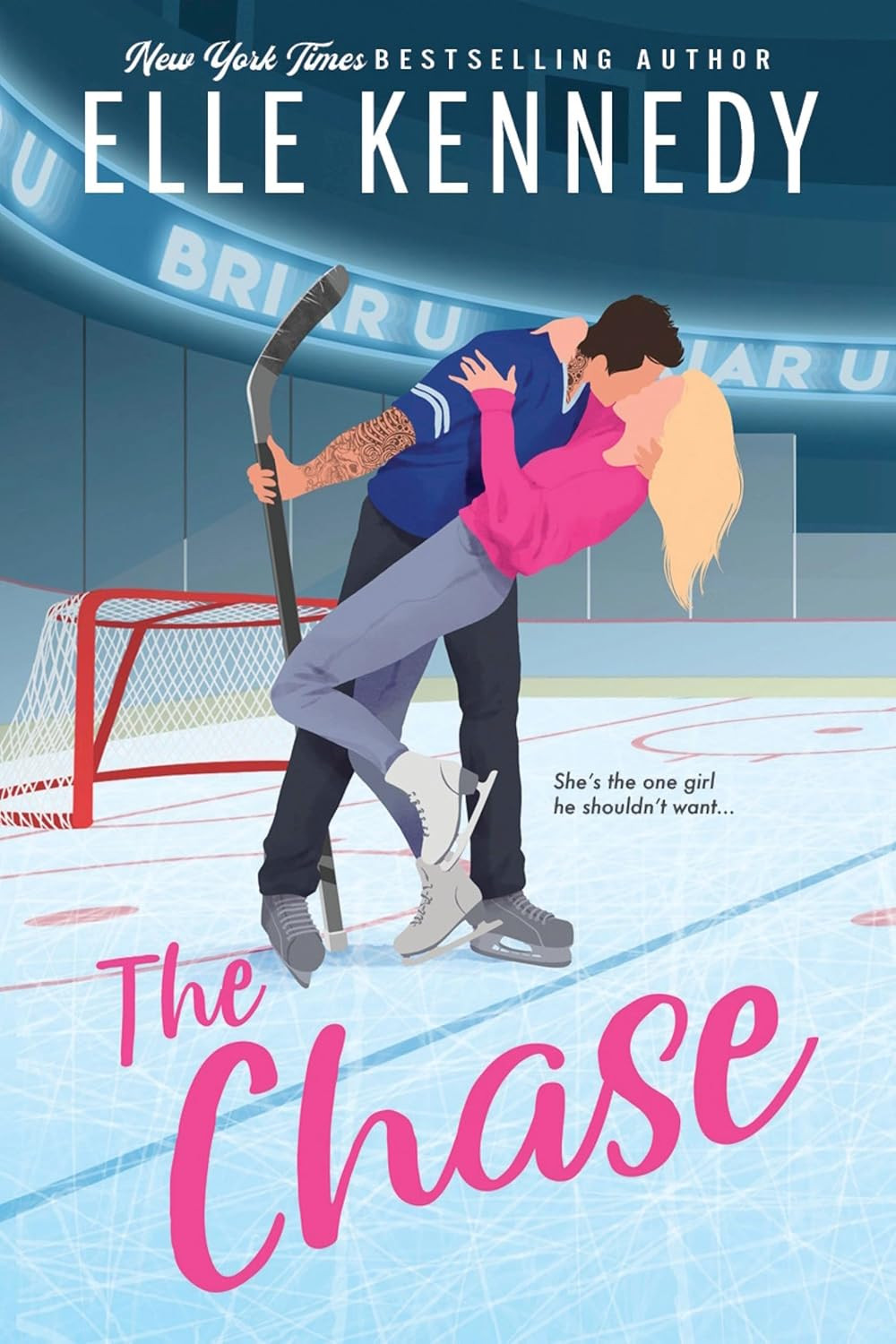 The Chase book cover: grumpy sunshine college hockey romance by Elle Kennedy