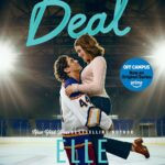 The Deal Elle Kennedy Off-Campus Book 1 cover illustration with college girl tutoring hockey captain on campus, Kindle ebook
