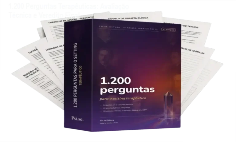 1.200 Perguntas Terapêuticas: Avaliação Técnica e Veredito Final 14 Capa do PDF 1.200 Perguntas para o Setting Terapêutico – 4ª edição premium, mostrando ferramenta de repertório clínico