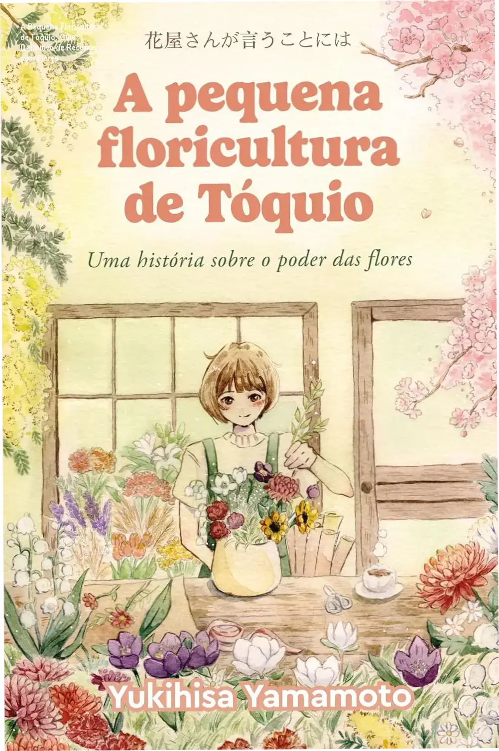 A Pequena Floricultura de Tóquio: Guia Definitivo de Recomeço com Flores 1 Capa do livro A Pequena Floricultura de Tóquio mostrando flores japonesas
