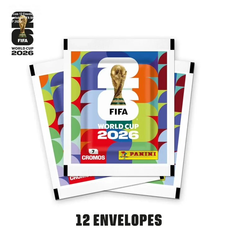 Capa informativa sobre o tema Copa do Mundo da FIFA 2026™ Kit com 12 Envelopes de Figurinhas FIFA WORLD CUP 2026™