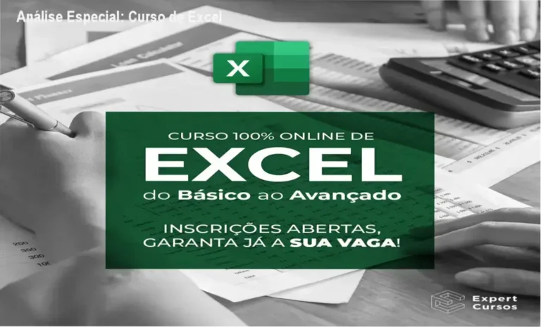 Análise Especial: Curso de Excel 12 Capa informativa sobre o tema Curso de Excel