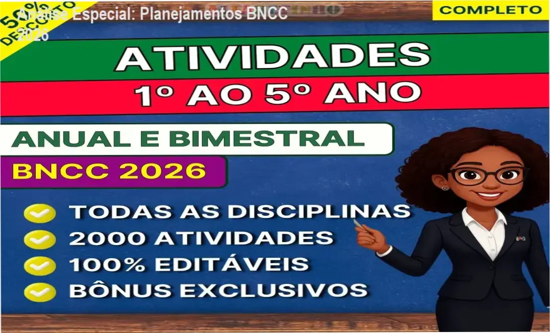 Análise Especial: Planejamentos BNCC 2026 1 Capa informativa sobre o tema Planejamentos BNCC 2026