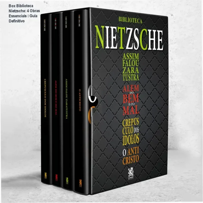 Capa do Box Biblioteca Nietzsche com quatro livros do filósofo Friedrich Nietzsche