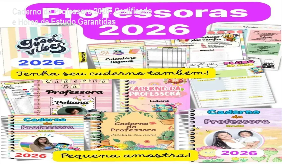 Caderno da Professora 2026 certificado, certificação e carga horária