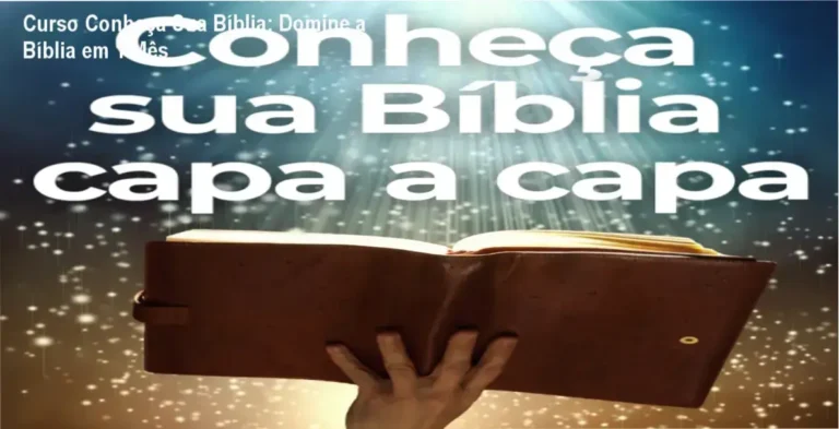 Capa do curso Conheça Sua Bíblia mostrando material de apoio e suporte via WhatsApp