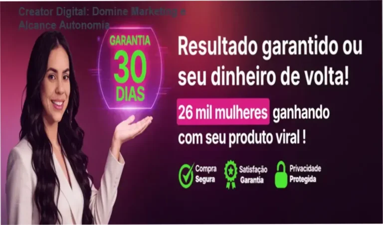 Creator Digital: Domine Marketing e Alcance Autonomia 16 Banner do curso Creator Digital mostrando Suelen Mello e destaque de cupom de desconto