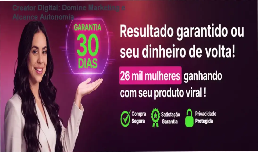 Banner do curso Creator Digital mostrando Suelen Mello e destaque de cupom de desconto