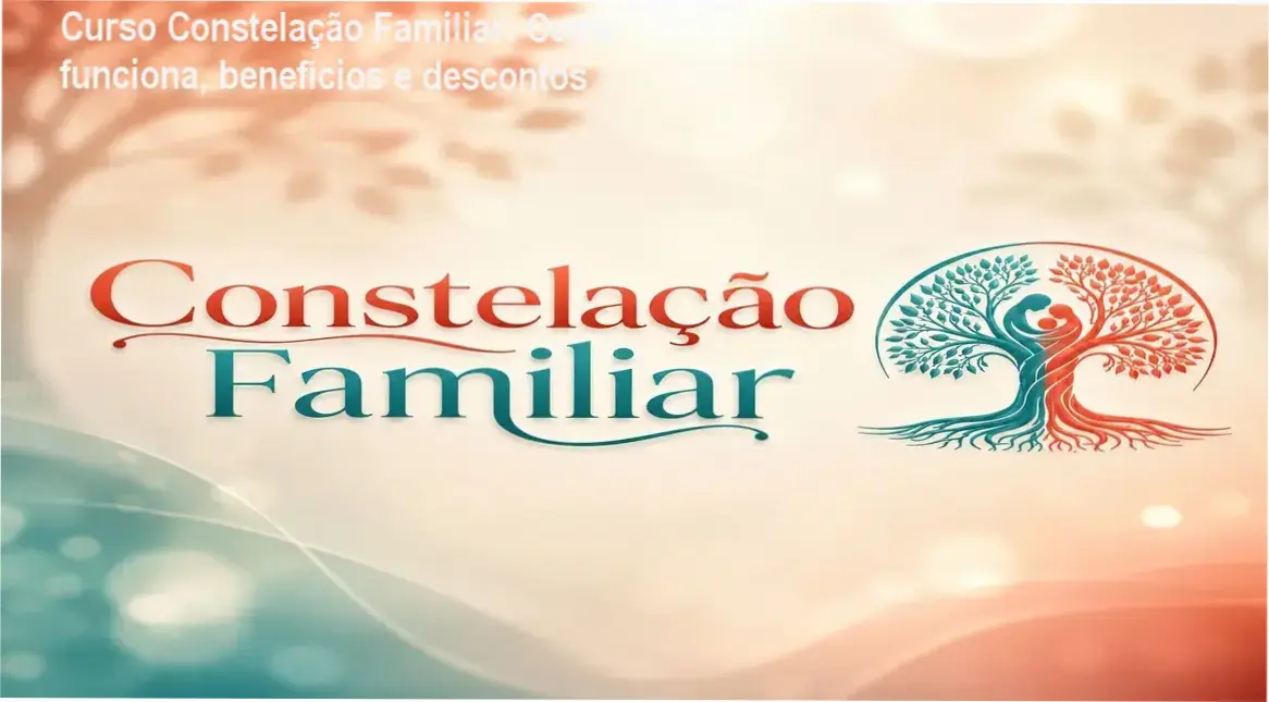 Imagem promocional do Curso de Constelação Familiar mostrando oferta e cupom de desconto
