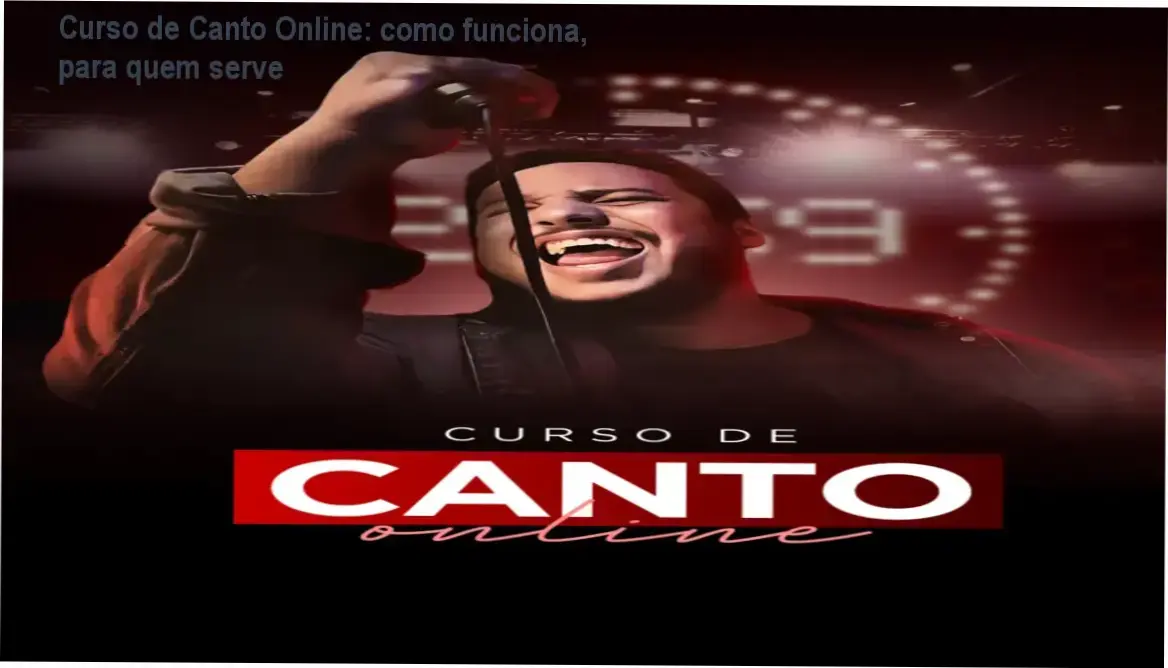 Visão geral do Curso de Canto Online mostrando módulos de técnica vocal e suporte ao aluno