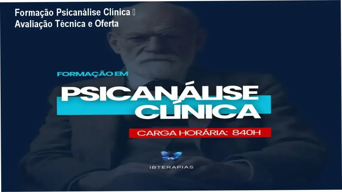 Imagem promocional da Formação em Psicanálise Clínica da IB Terapias, destacando 840 horas e certificado reconhecido