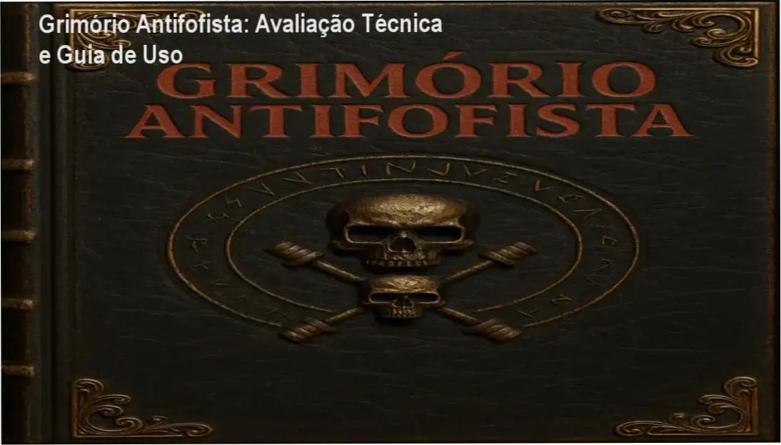 Capa do Grimório Antifofista mostrando o módulo de Retórica do Silêncio e benefícios de blindagem reputacional