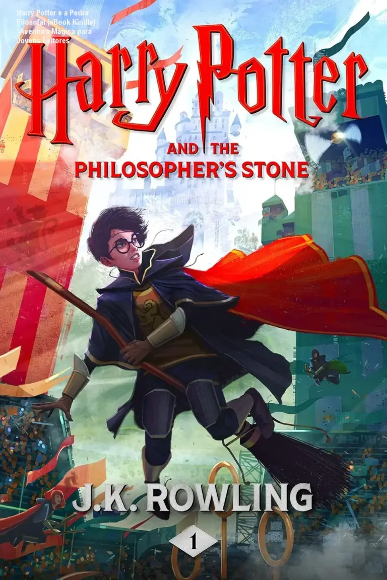 Harry Potter e a Pedra Filosofal (eBook Kindle) – Aventura Mágica para Jovens Leitores 10 Capa do eBook Harry Potter e a Pedra Filosofal em Kindle, destacando a magia e o aprendizado para crianças