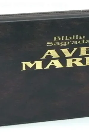 Bíblia Ave Maria média com zíper - capa marrom