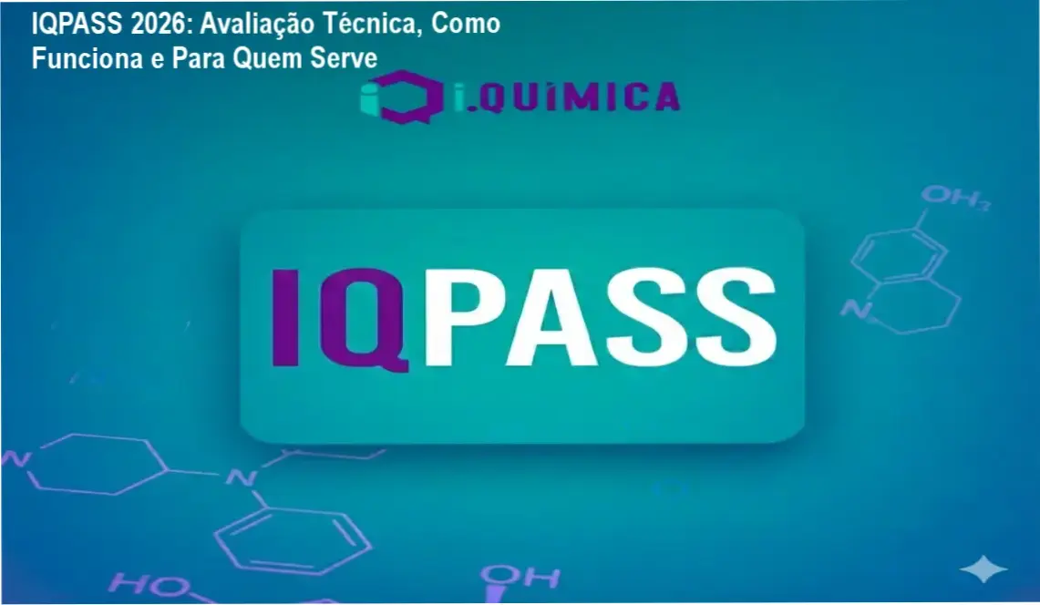 Imagem ilustrando o IQPASS Passaporte iQuímica 2026 com destaque ao diário de estudos personalizado