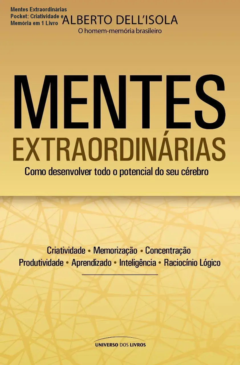 Mentes Extraordinárias Pocket: Criatividade e Memória em 1 Livro 1 Mockup do ebook Mentes Extraordinárias Pocket aberto, mostrando técnicas de criatividade e memória