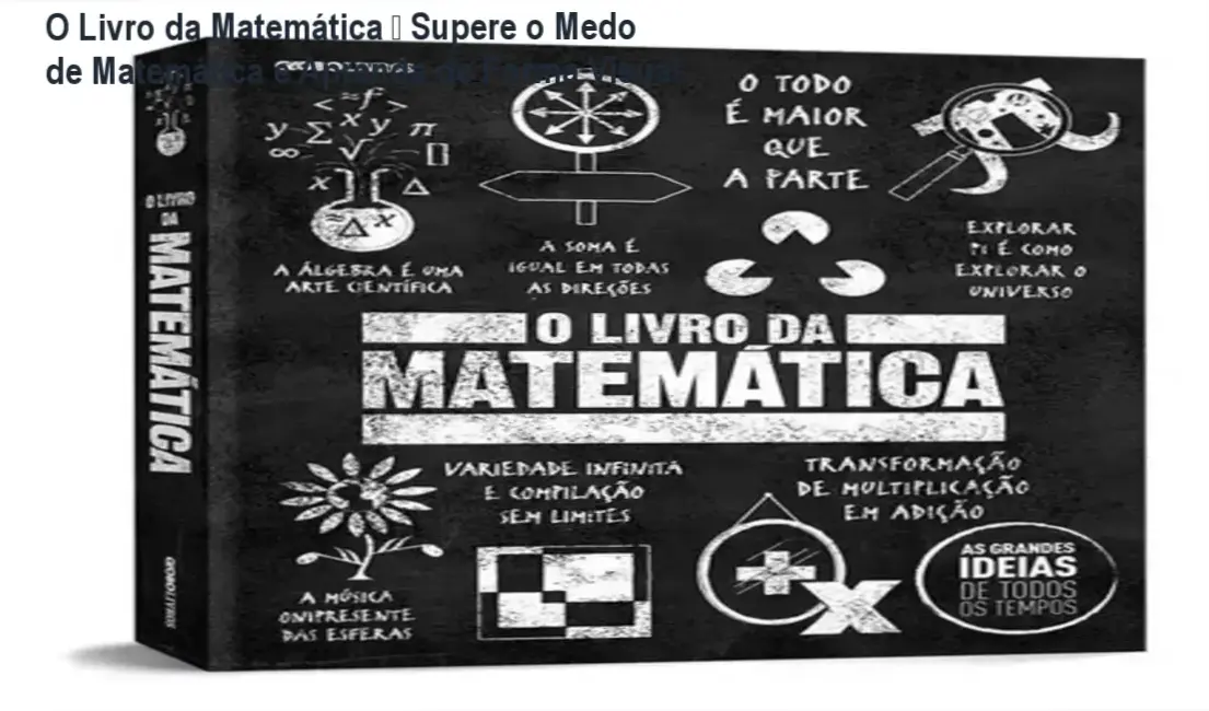 Capa preta do Livro da Matemática da Globo Livros, destaque para gráficos e ilustrações