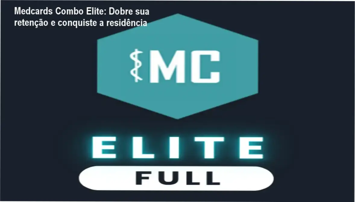 Interface do Medcards Combo Elite mostrando flashcards de repetição espaçada para estudantes de medicina