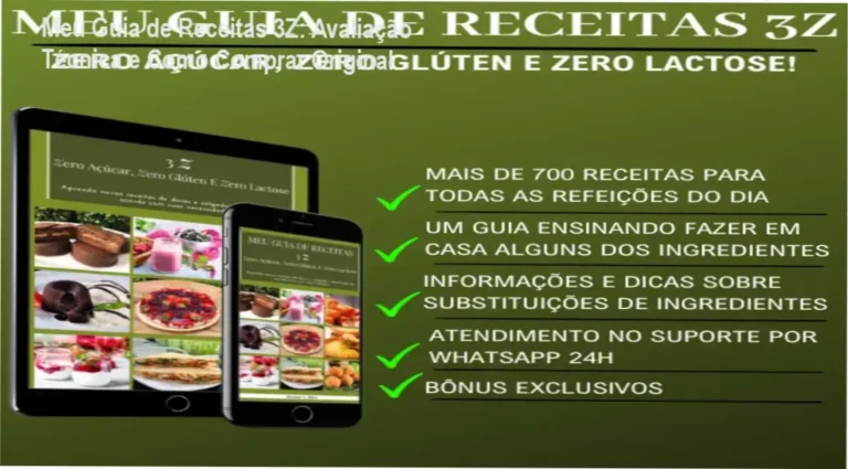 Capa do ebook Meu Guia de Receitas 3Z com receitas sem açúcar, glúten e lactose