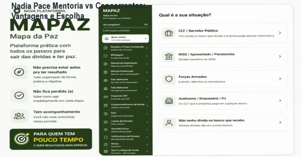 Nadia Pace Mentoria vs Concorrentes: Vantagens e Escolha 1 Comparativo visual entre a Mentoria Nadia Pace e cursos concorrentes, destacando vantagens e diferenças principais.