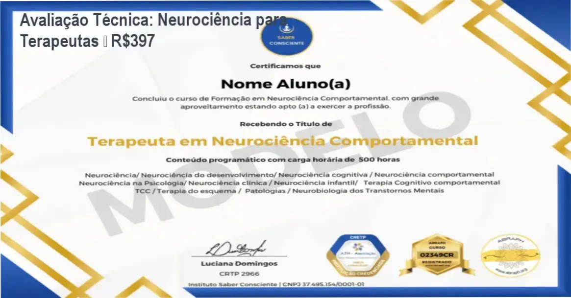 Neurociência Comportamental para Terapeutas – investimento de R$397