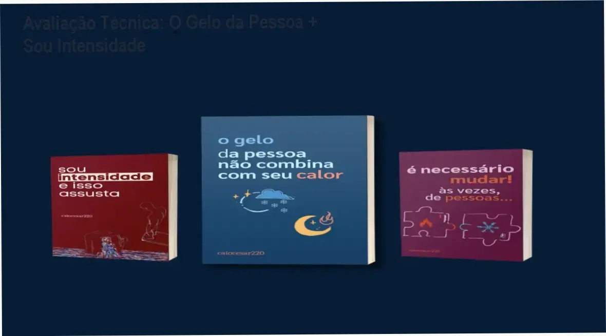 Avaliação Técnica: O Gelo da Pessoa + Sou Intensidade 1 Capa do combo O Gelo da Pessoa não combina com seu calor + Sou Intensidade, destaque visual da obra de Caio César
