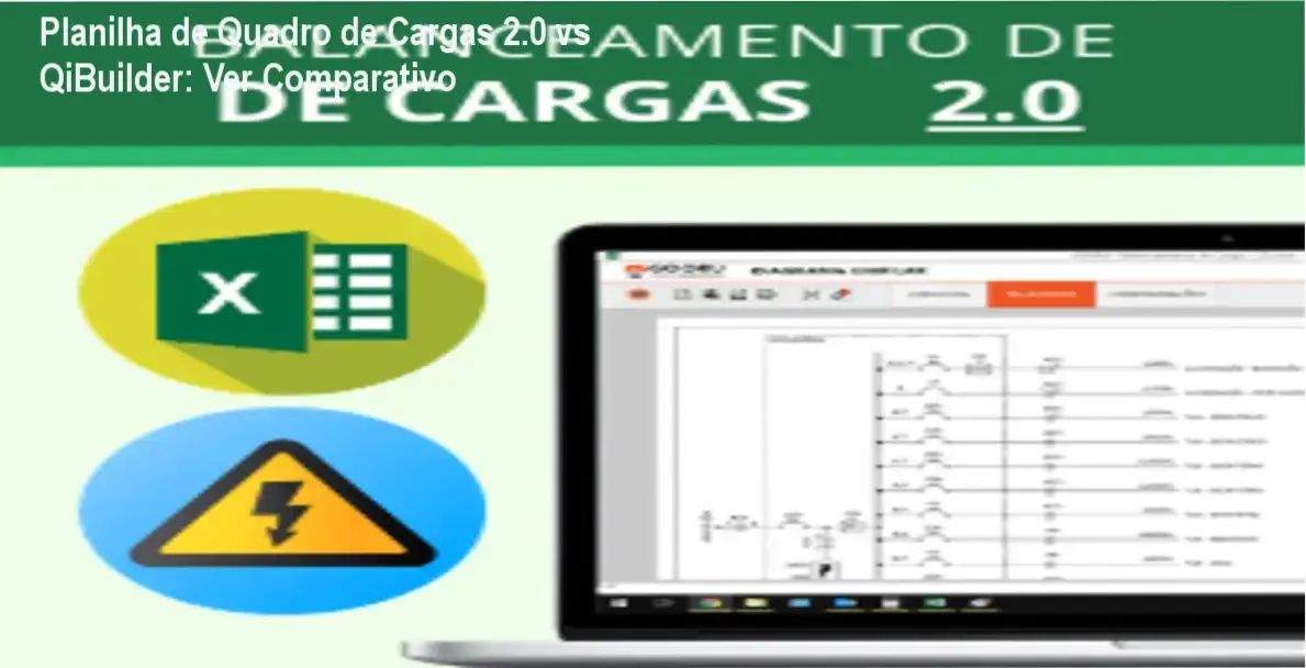 Planilha de Quadro de Cargas 2.0 da Gooru vs concorrentes QiBuilder e AutoCAD Electrical
