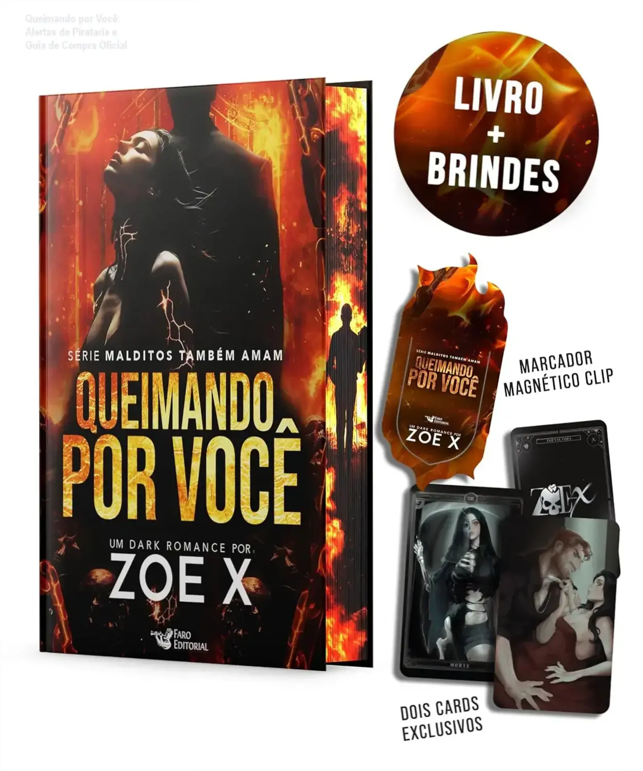 Capa escura de Queimando por Você com detalhes de chamas e acabamento premium