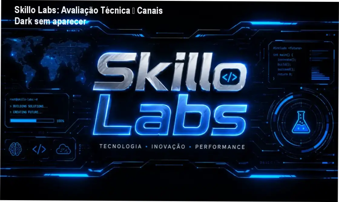 Imagem promocional do curso Skillo Labs mostrando estratégia de canais dark no YouTube
